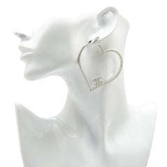 シャネル ココマーク ハート モチーフ ラインストーン ピアス シルバー メタル レディース CHANEL 【中古】