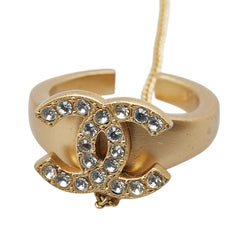 シャネル ココマーク ロゴ バングル チェーン リング ゴールド メッキ ラインストーン レディース CHANEL 【中古】