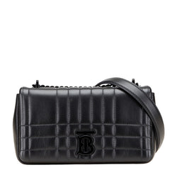 バーバリー ローラ スモール TBロゴ チェーン ショルダーバッグ ブラック レザー レディース BURBERRY 【中古】