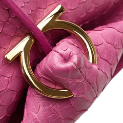 サルヴァトーレフェラガモ ガンチーニ ソフィア ハンドバッグ ショルダーバッグ 2WAY FZ-21 E559 ピンク パイソン レディース Salvatore Ferragamo 【中古】