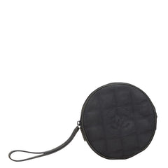 シャネル ニュートラベルライン ココマーク ラウンド ポーチ A17682 ブラック ナイロン レザー レディース CHANEL 【中古】