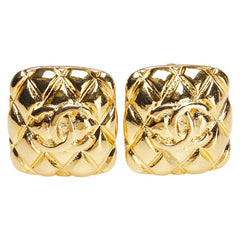 シャネル マトラッセ ココマーク スクエア イヤリング ゴールド メッキ レディース CHANEL 【中古】