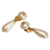 シャネル ヴィンテージ ココマーク ティアドロップ モチーフ スイング イヤリング ゴールド メッキ フェイクパール レディース CHANEL 【中古】