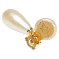 シャネル ヴィンテージ ココマーク ティアドロップ モチーフ スイング イヤリング ゴールド メッキ フェイクパール レディース CHANEL 【中古】