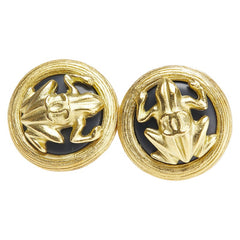 シャネル ヴィンテージ カエル フロッグ ココマーク イヤリング ゴールド ブラック メッキ レディース CHANEL 【中古】