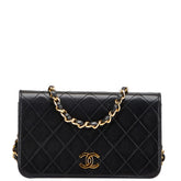 シャネル マトラッセ ココマーク チェーン ショルダーバッグ ブラック ラムスキン レディース CHANEL 【中古】