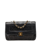 シャネル ダイアナ マトラッセ ココマーク チェーン ショルダーバッグ ブラック ラムスキン レディース CHANEL 【中古】