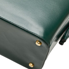 セリーヌ バスケットバッグ ボックス ハンドバッグ グリーン ゴールド レザー レディース CELINE 【中古】