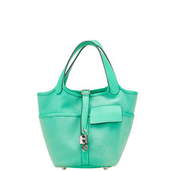 エルメス ピコタンロック 18 PM カーゴポケット ハンドバッグ ヴェールコミック グリーン スイフト トワルゴエラン レディース HERMES 【中古】