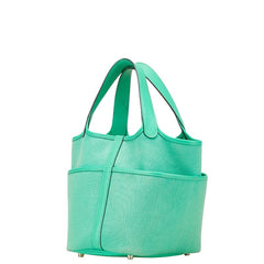 エルメス ピコタンロック 18 PM カーゴポケット ハンドバッグ ヴェールコミック グリーン スイフト トワルゴエラン レディース HERMES 【中古】