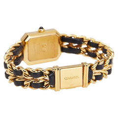シャネル プルミエールL 腕時計 H0001 クオーツ ブラック文字盤 メッキ レザー レディース CHANEL 【中古】