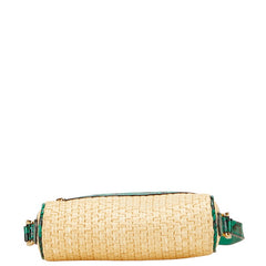 グッチ GGマーモント パイソン ショルダーバッグ 574493 ベージュ グリーン ストロー レザー レディース GUCCI 【中古】