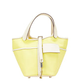 エルメス ピコタンロック カーゴPM ハンドバッグ ジョーヌシトロン ナタ イエロー アイボリー スイフト トワルゴエラン レディース HERMES 【中古】