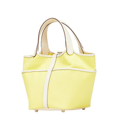 エルメス ピコタンロック カーゴPM ハンドバッグ ジョーヌシトロン ナタ イエロー アイボリー スイフト トワルゴエラン レディース HERMES 【中古】