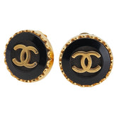 シャネル ヴィンテージ ココマーク ラウンド イヤリング ゴールド ブラック メッキ レディース CHANEL 【中古】