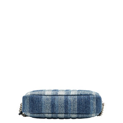 バーバリー チェック TBロゴ ショルダーバッグ ブルー デニム レザー レディース BURBERRY 【中古】