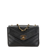 シャネル シェブロン ココマーク チェーン ショルダーバッグ ブラック キャビアスキン レディース CHANEL 【中古】