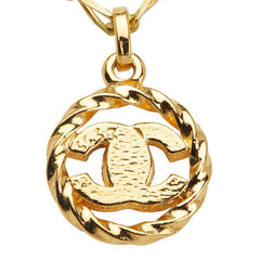 シャネル ヴィンテージ ココマーク ラウンド サークル ネックレス ゴールド メッキ ラインストーン レディース CHANEL 【中古】