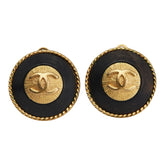 シャネル ヴィンテージ ココマーク ラウンド イヤリング ゴールド ブラック メッキ レディース CHANEL 【中古】