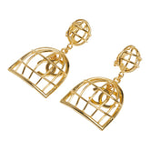 シャネル ヴィンテージ ココマーク 鳥かご イヤリング ゴールド メッキ レディース CHANEL 【中古】