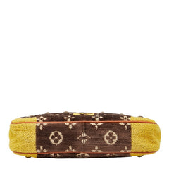 ルイ ヴィトン モノグラム トロンプルイユ ポシェット アクセソワール チェーン ハンドバッグ M92710 マロン イエロー ベルベット クロコダイル レザー レディース LOUIS VUITTON 【中古】