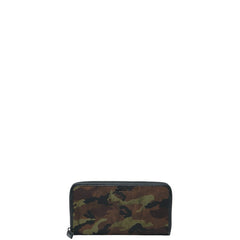 プラダ カモフラージュ 迷彩 ラウンドファスナー 長財布 カーキ ブラック ナイロン レザー メンズ PRADA 【中古】