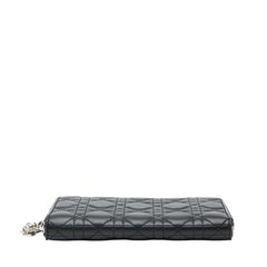 ディオール レディディオール カナージュ ラウンドファスナー 長財布 ブラック レザー レディース Dior 【中古】