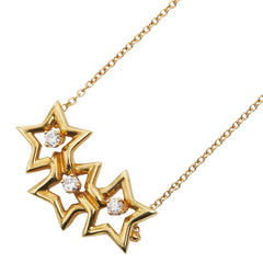 ティファニー トリプルスター 3Pダイヤ ペンダントネックレス K18YG イエローゴールド レディース TIFFANY&Co. 【中古】
