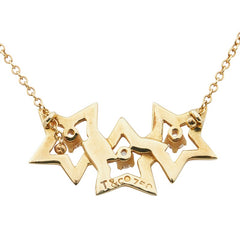 ティファニー トリプルスター 3Pダイヤ ネックレス K18YG イエローゴールド レディース TIFFANY&Co. 【中古】