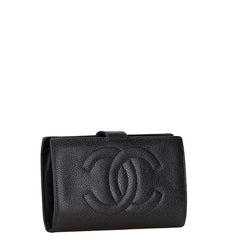 シャネル ココマーク がま口 長財布 ブラック キャビアスキン レディース CHANEL 【中古】