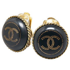 シャネル ヴィンテージ ココマーク イヤリング ゴールド ブラック メッキ レディース CHANEL 【中古】