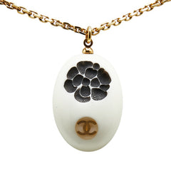 シャネル カメリア ココマーク ネックレス ゴールド ホワイト ブラック メッキ プラスチック レディース CHANEL 【中古】