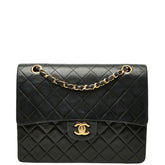 シャネル マトラッセ ココマーク ダブルフラップ チェーン ショルダーバッグ ブラック ラムスキン レディース CHANEL 【中古】