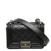 シャネル ココマーク ボーイシャネル チェーン ショルダーバッグ ブラック レザー レディース CHANEL 中古