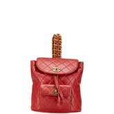 シャネル マトラッセ ココマーク リュック バックパック レッド ラムスキン レディース CHANEL 【中古】