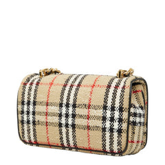 バーバリー ノバチェック ローラ スモール チェーン ショルダーバッグ ベージュ ツイード レザー レディース BURBERRY 中古
