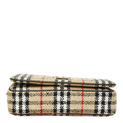 バーバリー ノバチェック ローラ スモール チェーン ショルダーバッグ ベージュ ツイード レザー レディース BURBERRY 中古