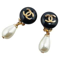 シャネル ココマーク パール イヤリング ゴールド ブラック メッキ レディース CHANEL 【中古】