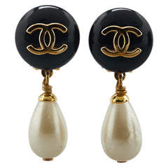 シャネル ココマーク パール イヤリング ゴールド ブラック メッキ レディース CHANEL 【中古】