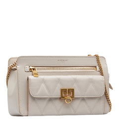 ジバンシー ポケット 斜め掛け チェーン ショルダーバッグ BB5059B08Z ナチュラル ゴールド レザー レディース Givenchy 【中古】