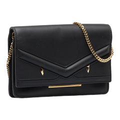 フェンディ バッグバグズ モンスター ウォレットチェーン 8M0346 ブラック レザー レディース FENDI 【中古】