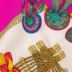 エルメス カレ90 LES RUBANS DU CHEVAL 馬のリボン スカーフ ピンク マルチカラー シルク レディース HERMES 【中古】