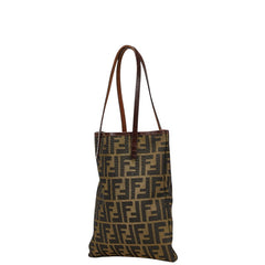 フェンディ ズッカ トートバッグ ハンドバッグ カーキ ブラウン キャンバス レザー レディース FENDI 【中古】