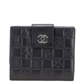 シャネル アイコンライン 二つ折り財布 ブラック ラムスキン レディース CHANEL 【中古】