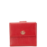グッチ GGマーモント 二つ折り財布 456122 レッド レザー レディース GUCCI 【中古】