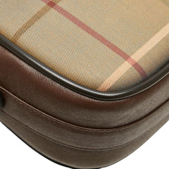 バーバリー チェック ショルダーバッグ カーキ ブラウン キャンバス レザー レディース BURBERRY 【中古】