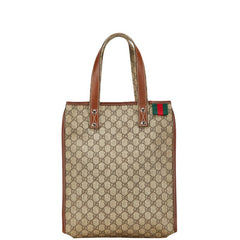 グッチ GGスプリーム トートバッグ 211135 ベージュ ブラウン PVC レザー レディース GUCCI 【中古】