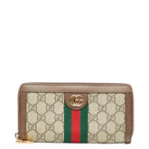 グッチ オフィディア GGスプリーム ラウンドファスナー 長財布 523154 ベージュ マルチカラー PVC レザー レディース GUCCI 【中古】