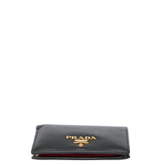 プラダ 二つ折り財布 ブラック サフィアーノレザー レディース PRADA 【中古】