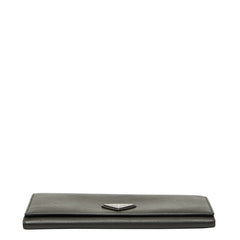プラダ 三角ロゴプレート 長財布 ブラック レザー レディース PRADA 【中古】